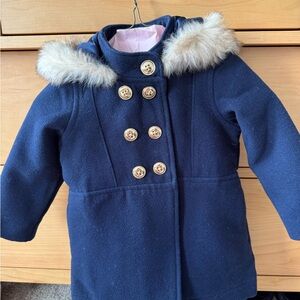 Gymboree Navy Blue Kids Coat with Faux Fur Trim